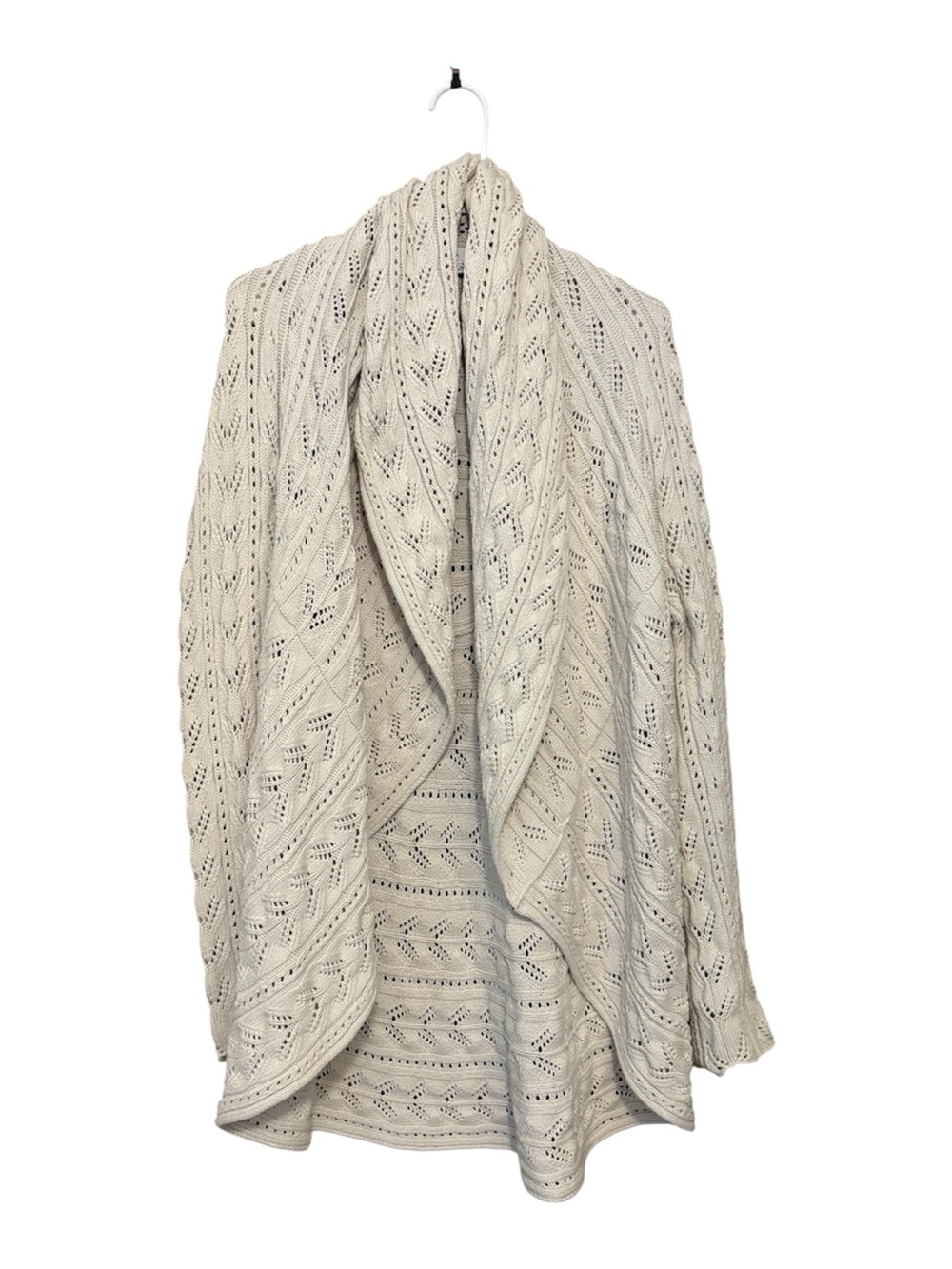 CAbi Cream Open Knit Cable Cardigan Sweater